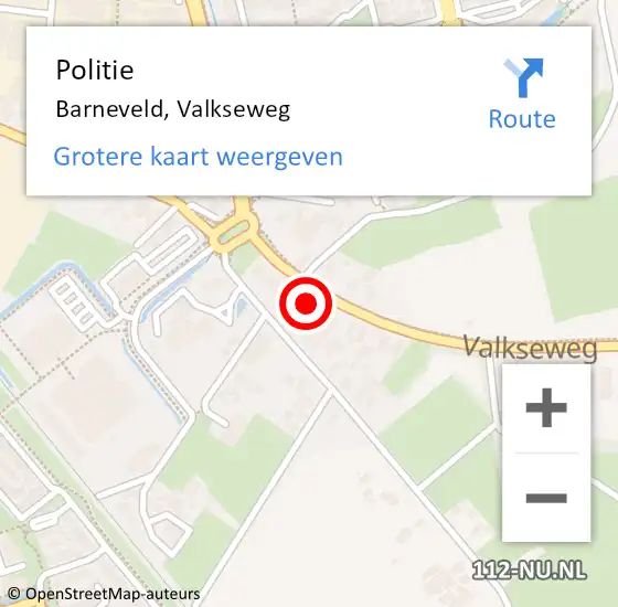 Locatie op kaart van de 112 melding: Politie Barneveld, Valkseweg op 12 juni 2024 22:48