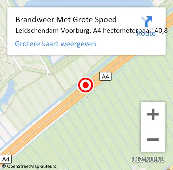 Locatie op kaart van de 112 melding: Brandweer Met Grote Spoed Naar Leidschendam-Voorburg, A4 hectometerpaal: 40,8 op 12 juni 2024 23:04