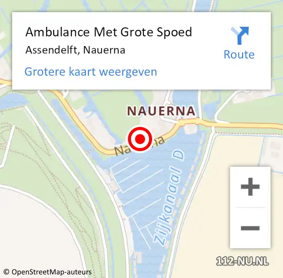 Locatie op kaart van de 112 melding: Ambulance Met Grote Spoed Naar Assendelft, Nauerna op 12 juni 2024 23:07