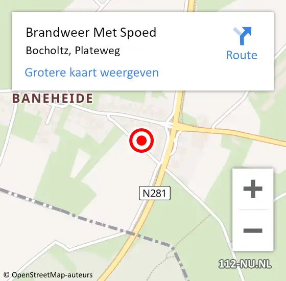 Locatie op kaart van de 112 melding: Brandweer Met Spoed Naar Bocholtz, Plateweg op 12 juni 2024 23:35