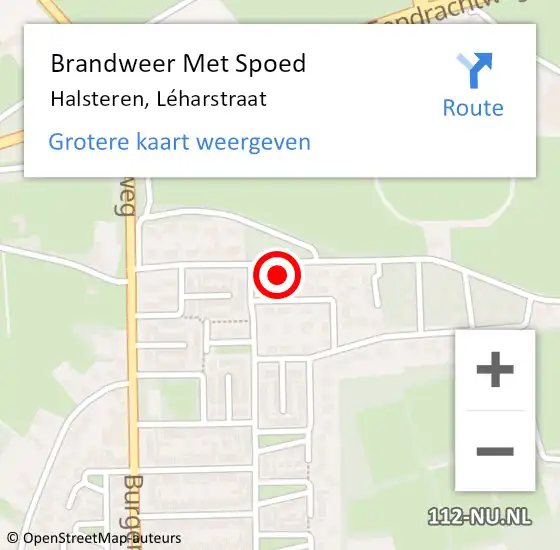 Locatie op kaart van de 112 melding: Brandweer Met Spoed Naar Halsteren, Léharstraat op 12 juni 2024 23:41