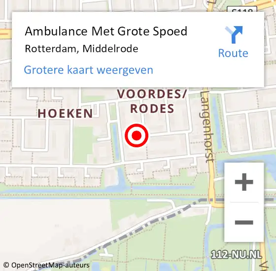 Locatie op kaart van de 112 melding: Ambulance Met Grote Spoed Naar Rotterdam, Middelrode op 12 juni 2024 23:54