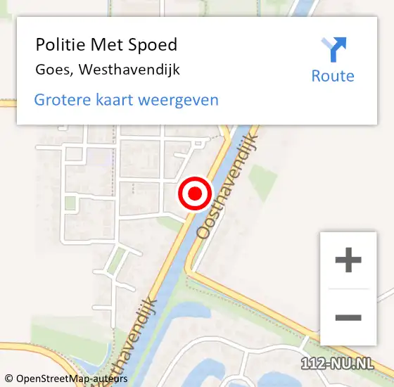 Locatie op kaart van de 112 melding: Politie Met Spoed Naar Goes, Westhavendijk op 13 juni 2024 00:03