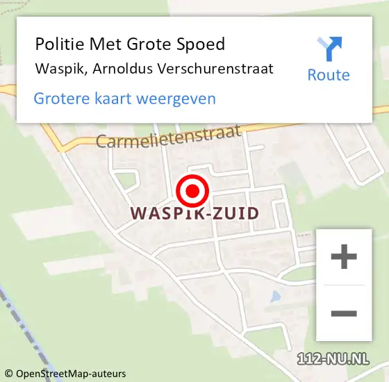 Locatie op kaart van de 112 melding: Politie Met Grote Spoed Naar Waspik, Arnoldus Verschurenstraat op 13 juni 2024 00:06