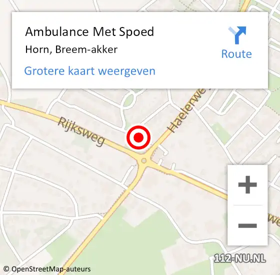 Locatie op kaart van de 112 melding: Ambulance Met Spoed Naar Horn, Breem-akker op 13 juni 2024 00:19