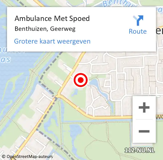 Locatie op kaart van de 112 melding: Ambulance Met Spoed Naar Benthuizen, Geerweg op 13 juni 2024 00:24