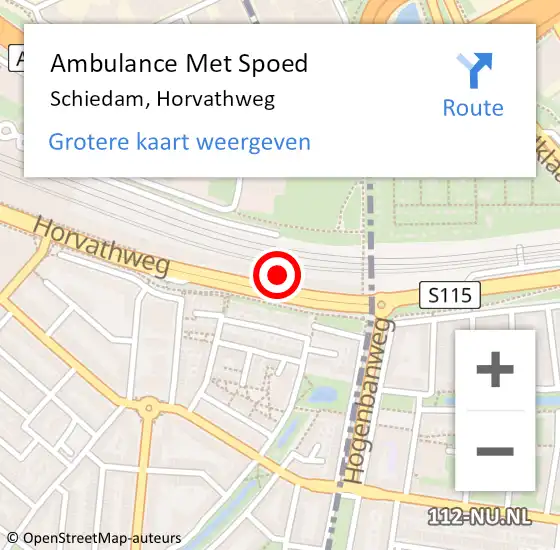 Locatie op kaart van de 112 melding: Ambulance Met Spoed Naar Schiedam, Horvathweg op 13 juni 2024 00:35