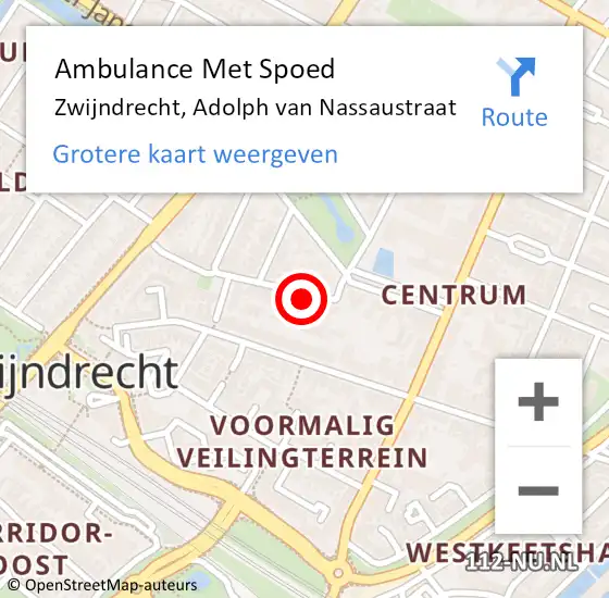 Locatie op kaart van de 112 melding: Ambulance Met Spoed Naar Zwijndrecht, Adolph van Nassaustraat op 13 juni 2024 01:47