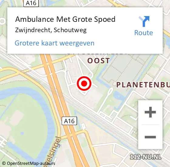 Locatie op kaart van de 112 melding: Ambulance Met Grote Spoed Naar Zwijndrecht, Schoutweg op 13 juni 2024 03:54
