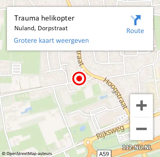 Locatie op kaart van de 112 melding: Trauma helikopter Nuland, Dorpstraat op 13 juni 2024 03:55