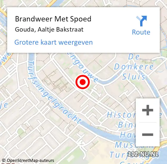 Locatie op kaart van de 112 melding: Brandweer Met Spoed Naar Gouda, Aaltje Bakstraat op 13 juni 2024 04:07