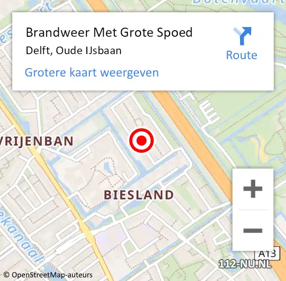 Locatie op kaart van de 112 melding: Brandweer Met Grote Spoed Naar Delft, Oude IJsbaan op 13 juni 2024 04:13