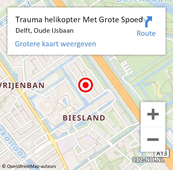 Locatie op kaart van de 112 melding: Trauma helikopter Met Grote Spoed Naar Delft, Oude IJsbaan op 13 juni 2024 04:14