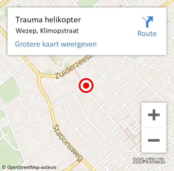 Locatie op kaart van de 112 melding: Trauma helikopter Wezep, Klimopstraat op 13 juni 2024 04:34