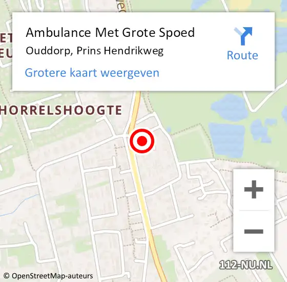 Locatie op kaart van de 112 melding: Ambulance Met Grote Spoed Naar Ouddorp, Prins Hendrikweg op 13 juni 2024 04:52