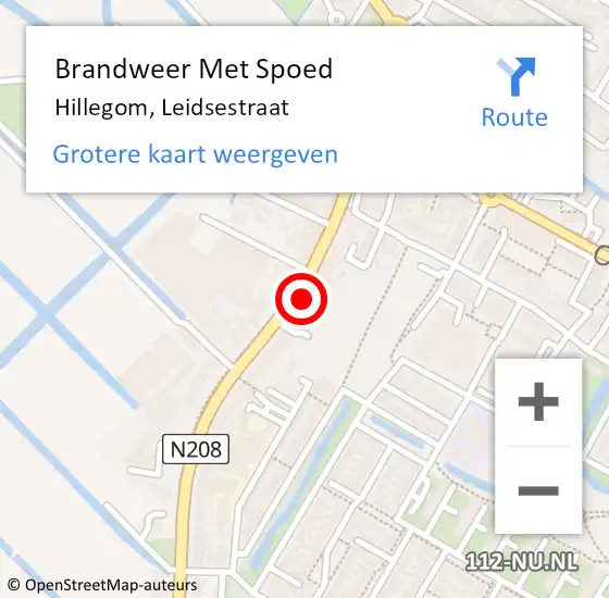 Locatie op kaart van de 112 melding: Brandweer Met Spoed Naar Hillegom, Leidsestraat op 6 september 2013 00:33