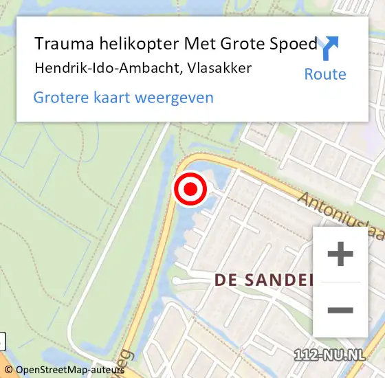 Locatie op kaart van de 112 melding: Trauma helikopter Met Grote Spoed Naar Hendrik-Ido-Ambacht, Vlasakker op 13 juni 2024 05:49