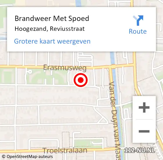 Locatie op kaart van de 112 melding: Brandweer Met Spoed Naar Hoogezand, Reviusstraat op 13 juni 2024 05:49