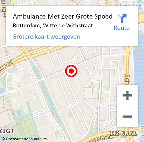 Locatie op kaart van de 112 melding: Ambulance Met Zeer Grote Spoed Naar Rotterdam, Witte de Withstraat op 13 juni 2024 06:44