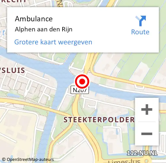 Locatie op kaart van de 112 melding: Ambulance Alphen aan den Rijn op 13 juni 2024 07:11