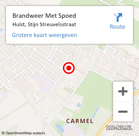 Locatie op kaart van de 112 melding: Brandweer Met Spoed Naar Hulst, Stijn Streuvelsstraat op 13 juni 2024 07:13