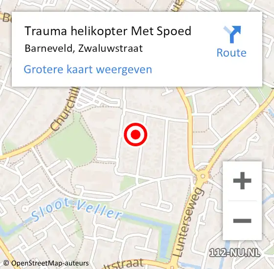 Locatie op kaart van de 112 melding: Trauma helikopter Met Spoed Naar Barneveld, Zwaluwstraat op 13 juni 2024 07:34