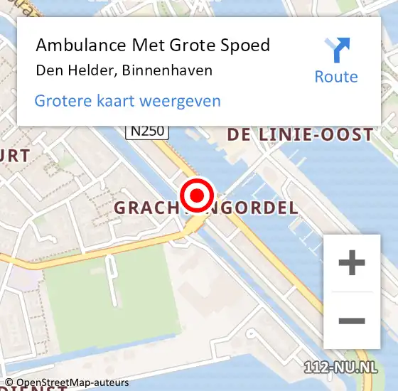 Locatie op kaart van de 112 melding: Ambulance Met Grote Spoed Naar Den Helder, Binnenhaven op 13 juni 2024 08:31