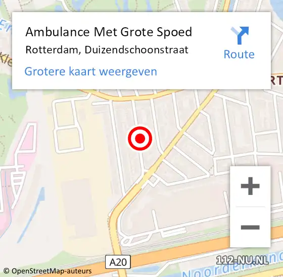 Locatie op kaart van de 112 melding: Ambulance Met Grote Spoed Naar Rotterdam, Duizendschoonstraat op 13 juni 2024 08:32