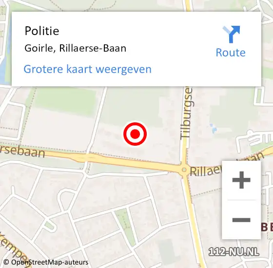 Locatie op kaart van de 112 melding: Politie Goirle, Rillaerse-Baan op 13 juni 2024 08:34