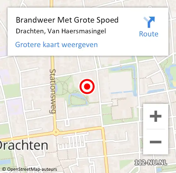 Locatie op kaart van de 112 melding: Brandweer Met Grote Spoed Naar Drachten, Van Haersmasingel op 13 juni 2024 08:39