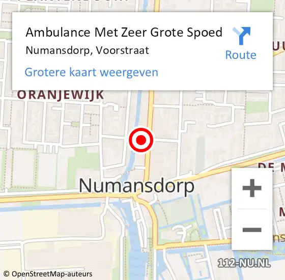 Locatie op kaart van de 112 melding: Ambulance Met Zeer Grote Spoed Naar Numansdorp, Voorstraat op 13 juni 2024 08:40