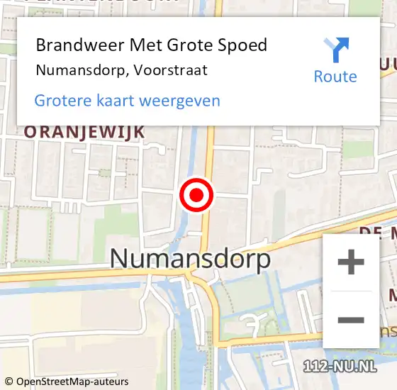 Locatie op kaart van de 112 melding: Brandweer Met Grote Spoed Naar Numansdorp, Voorstraat op 13 juni 2024 08:40