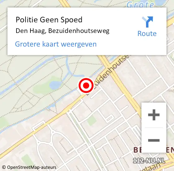 Locatie op kaart van de 112 melding: Politie Geen Spoed Naar Den Haag, Bezuidenhoutseweg op 13 juni 2024 08:52