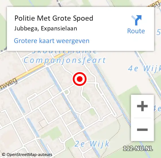 Locatie op kaart van de 112 melding: Politie Met Grote Spoed Naar Jubbega, Expansielaan op 13 juni 2024 08:55