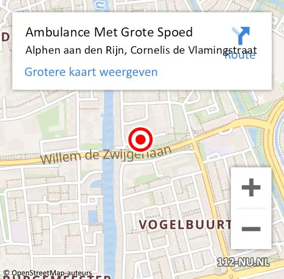 Locatie op kaart van de 112 melding: Ambulance Met Grote Spoed Naar Alphen aan den Rijn, Cornelis de Vlamingstraat op 13 juni 2024 09:01