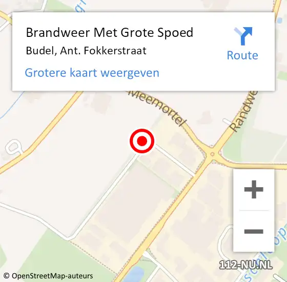 Locatie op kaart van de 112 melding: Brandweer Met Grote Spoed Naar Budel, Ant. Fokkerstraat op 13 juni 2024 09:12