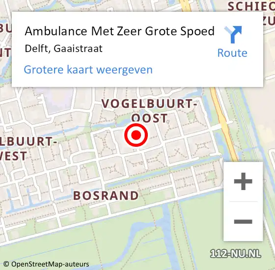 Locatie op kaart van de 112 melding: Ambulance Met Zeer Grote Spoed Naar Delft, Gaaistraat op 13 juni 2024 09:28