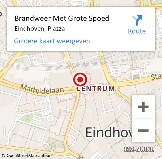 Locatie op kaart van de 112 melding: Brandweer Met Grote Spoed Naar Eindhoven, Piazza op 13 juni 2024 09:28