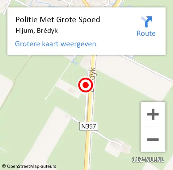 Locatie op kaart van de 112 melding: Politie Met Grote Spoed Naar Hijum, Brédyk op 13 juni 2024 09:30