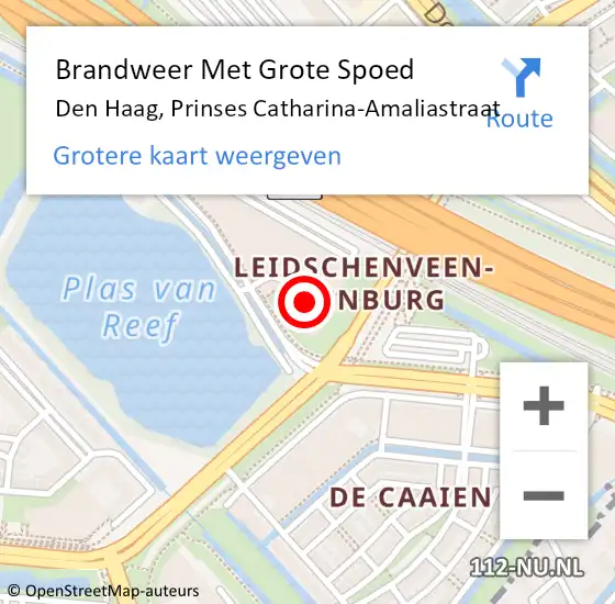 Locatie op kaart van de 112 melding: Brandweer Met Grote Spoed Naar Den Haag, Prinses Catharina-Amaliastraat op 13 juni 2024 09:34