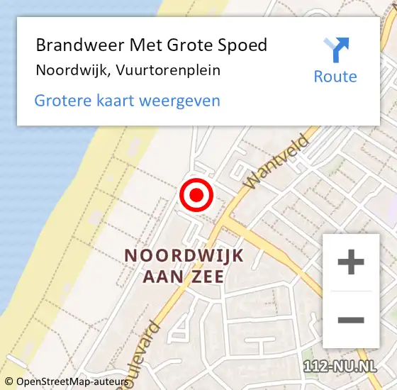 Locatie op kaart van de 112 melding: Brandweer Met Grote Spoed Naar Noordwijk, Vuurtorenplein op 13 juni 2024 09:44