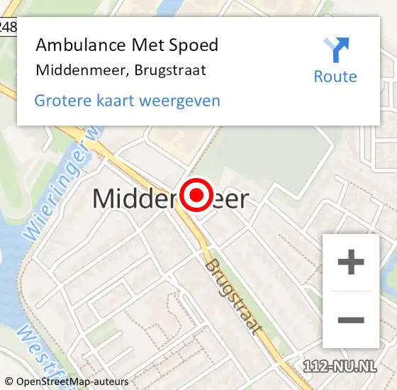 Locatie op kaart van de 112 melding: Ambulance Met Spoed Naar Middenmeer, Brugstraat op 13 juni 2024 09:52