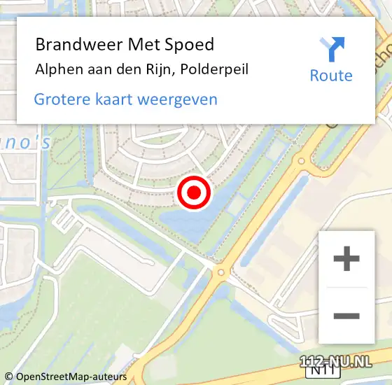 Locatie op kaart van de 112 melding: Brandweer Met Spoed Naar Alphen aan den Rijn, Polderpeil op 13 juni 2024 09:52