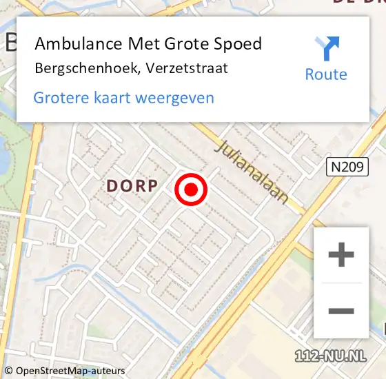 Locatie op kaart van de 112 melding: Ambulance Met Grote Spoed Naar Bergschenhoek, Verzetstraat op 13 juni 2024 09:53