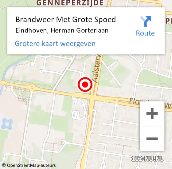 Locatie op kaart van de 112 melding: Brandweer Met Grote Spoed Naar Eindhoven, Herman Gorterlaan op 13 juni 2024 09:58