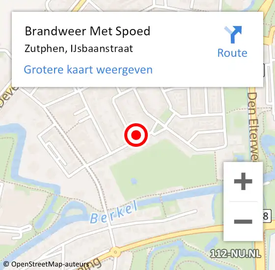 Locatie op kaart van de 112 melding: Brandweer Met Spoed Naar Zutphen, IJsbaanstraat op 13 juni 2024 10:10