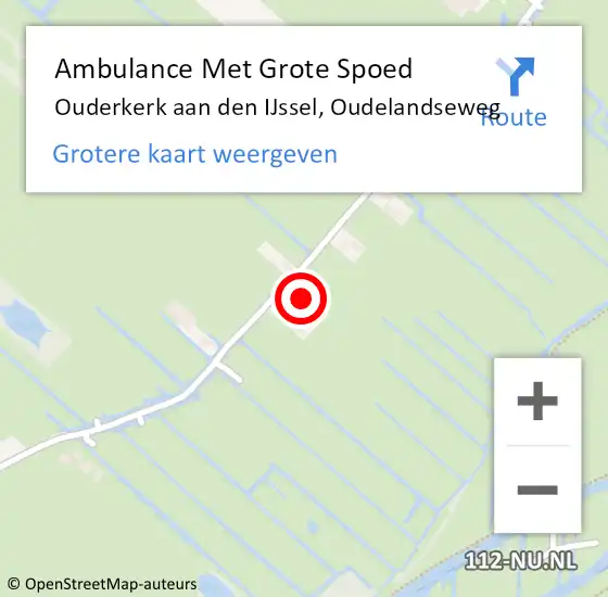 Locatie op kaart van de 112 melding: Ambulance Met Grote Spoed Naar Ouderkerk aan den IJssel, Oudelandseweg op 13 juni 2024 10:11