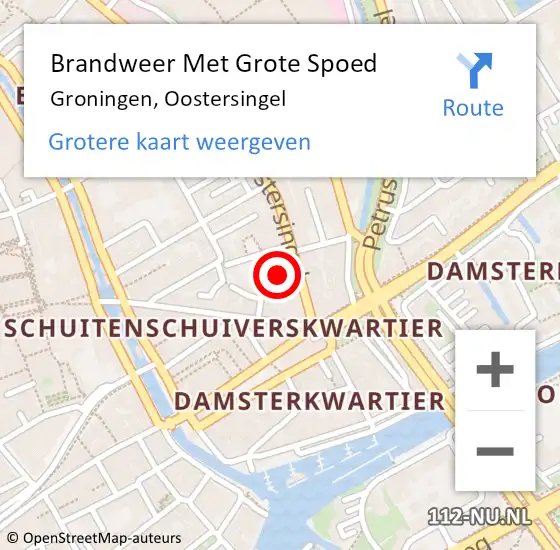 Locatie op kaart van de 112 melding: Brandweer Met Grote Spoed Naar Groningen, Oostersingel op 13 juni 2024 10:12