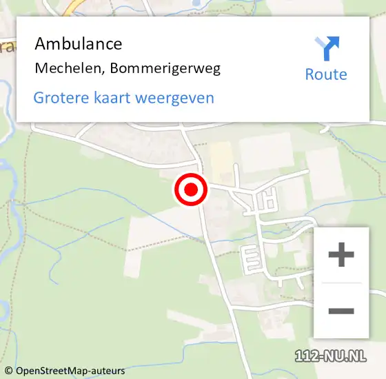 Locatie op kaart van de 112 melding: Ambulance Mechelen, Bommerigerweg op 9 oktober 2014 10:50