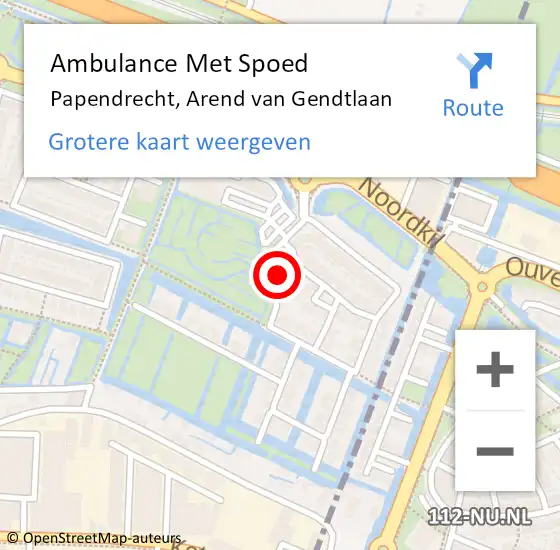 Locatie op kaart van de 112 melding: Ambulance Met Spoed Naar Papendrecht, Arend van Gendtlaan op 13 juni 2024 10:26